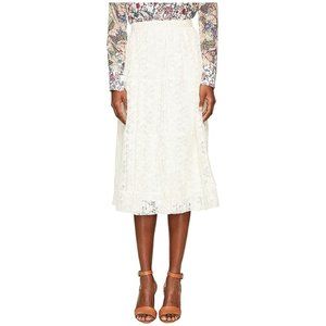 SEE BY CHLOE Pleated Burnout Lace Chiffon Midi Skirt